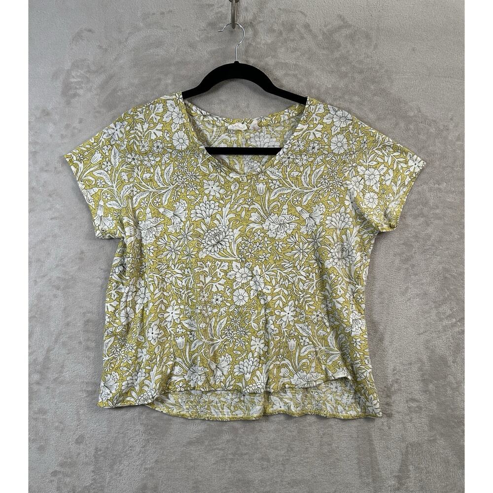Rachel Ashwell Floral 100% Linen Top Size 2X Cottagecore Granola Countrycore